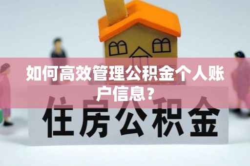 平台如何高效管理公积金个人账户信息？